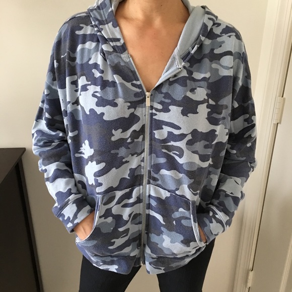 Juicy Couture Tops - Juicy Couture Blue Camo Jacket with Hoodie L